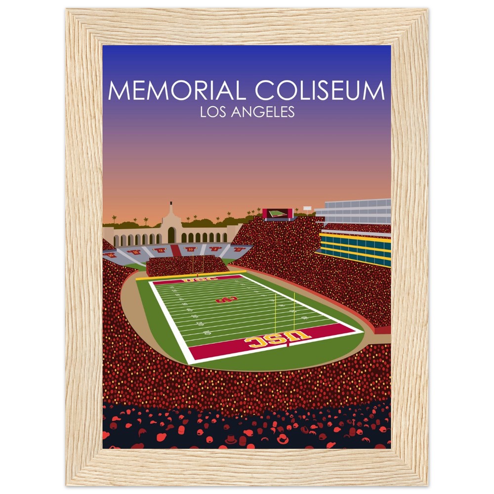 United Airlines Field at Los Angeles Memorial Coliseum Poster | USC Print | University of Southern California Football Stadium Print