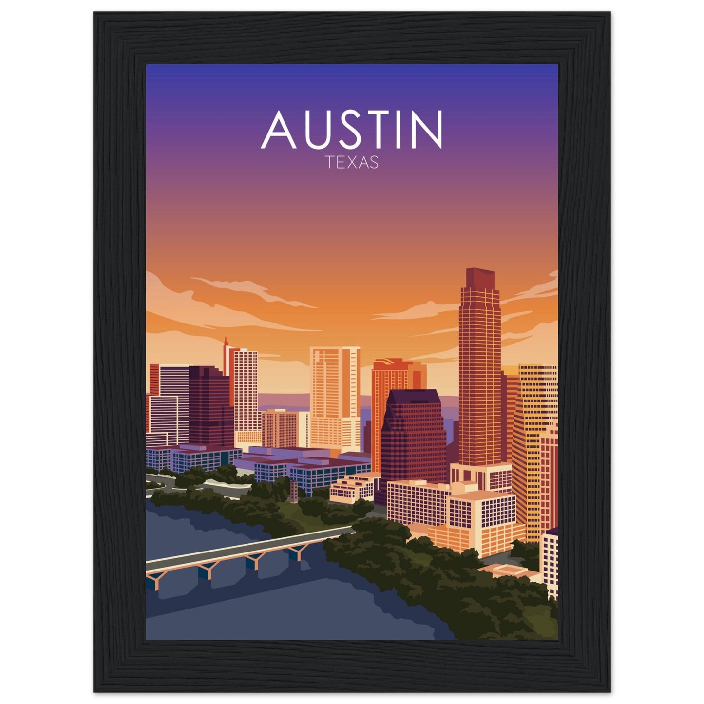 Austin Poster | Austin Wall Art | Austin Sunset Print