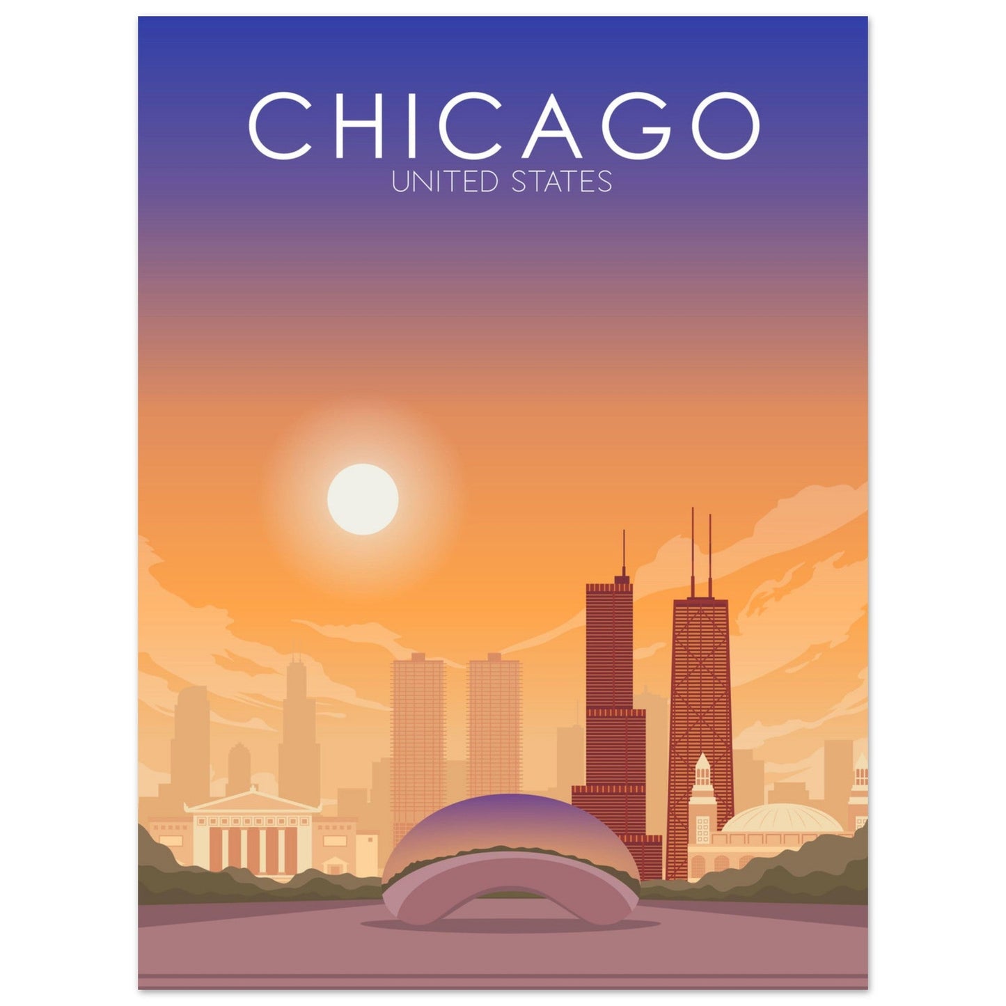 Chicago Poster | Chicago Wall Art | Chicago Sunset Print