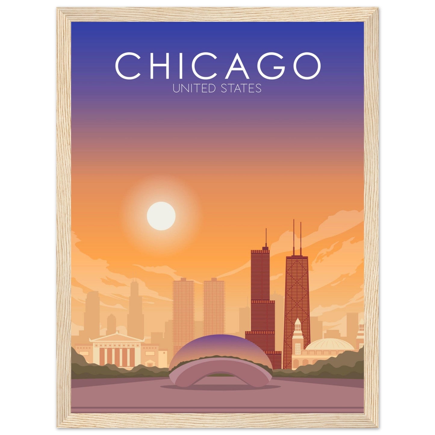 Chicago Poster | Chicago Wall Art | Chicago Sunset Print