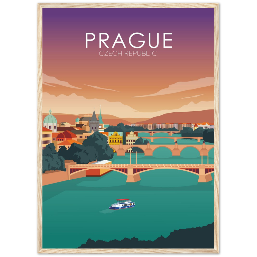 Prague Poster | Prague Wall Art | Prague Sunset Print