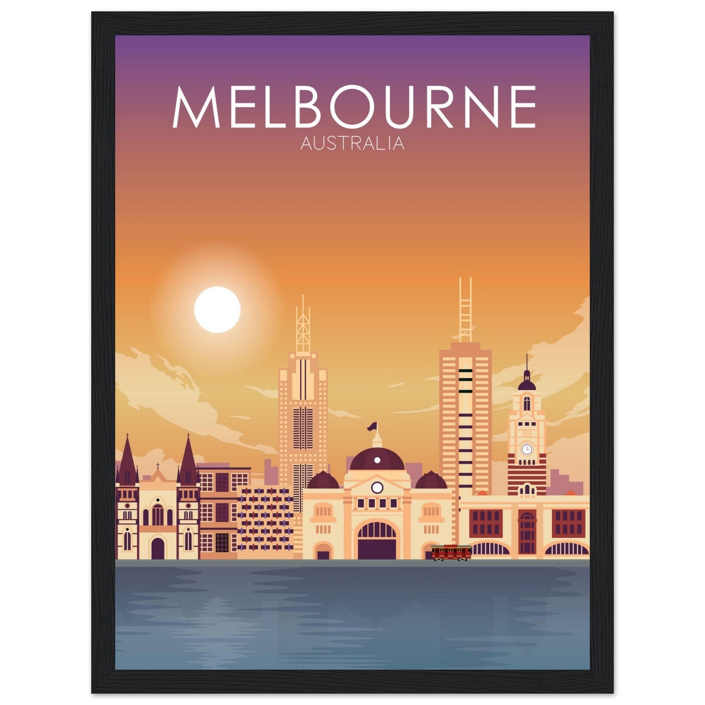Melbourne Poster | Melbourne Wall Art | Melbourne Sunset Print