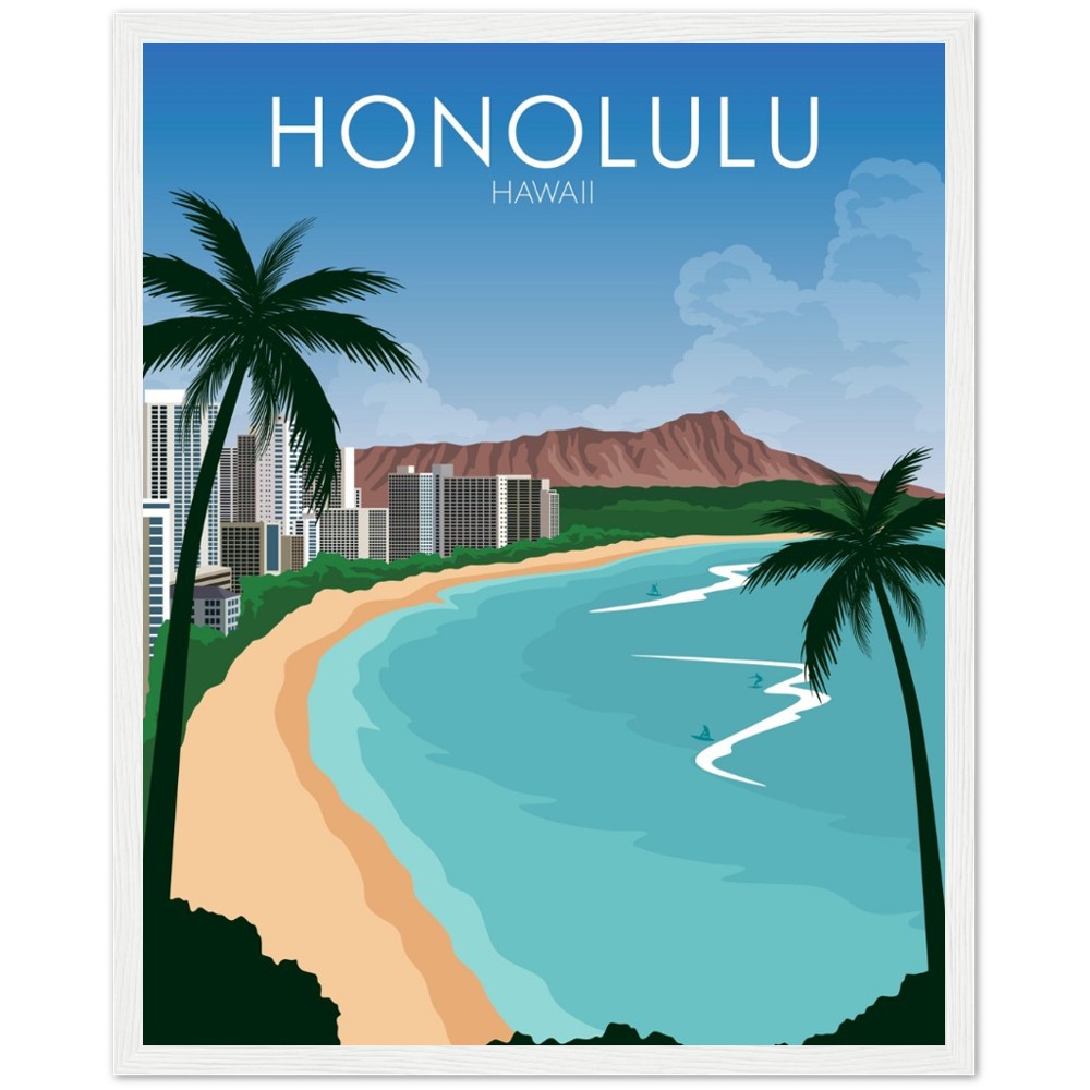 Honolulu Poster | Honolulu Wall Art | Honolulu Daytime Print