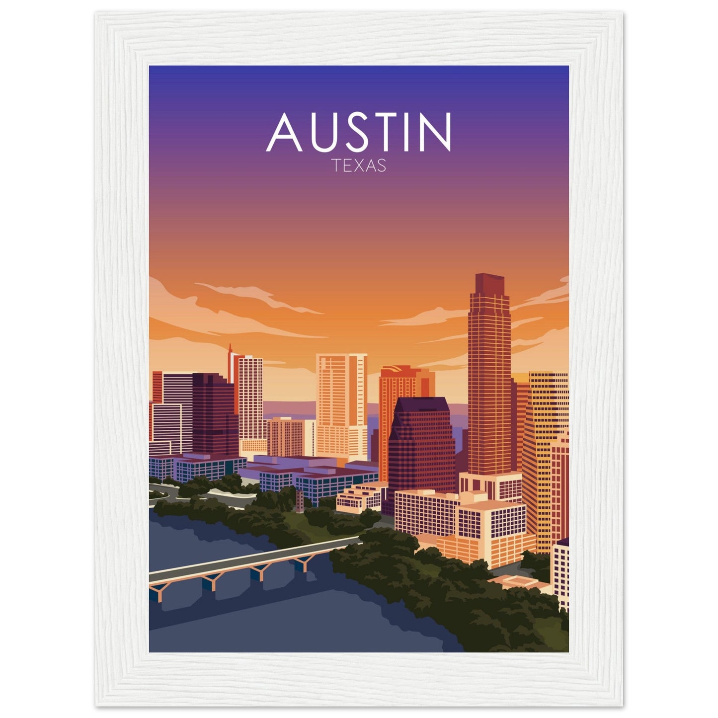 Austin Poster | Austin Wall Art | Austin Sunset Print