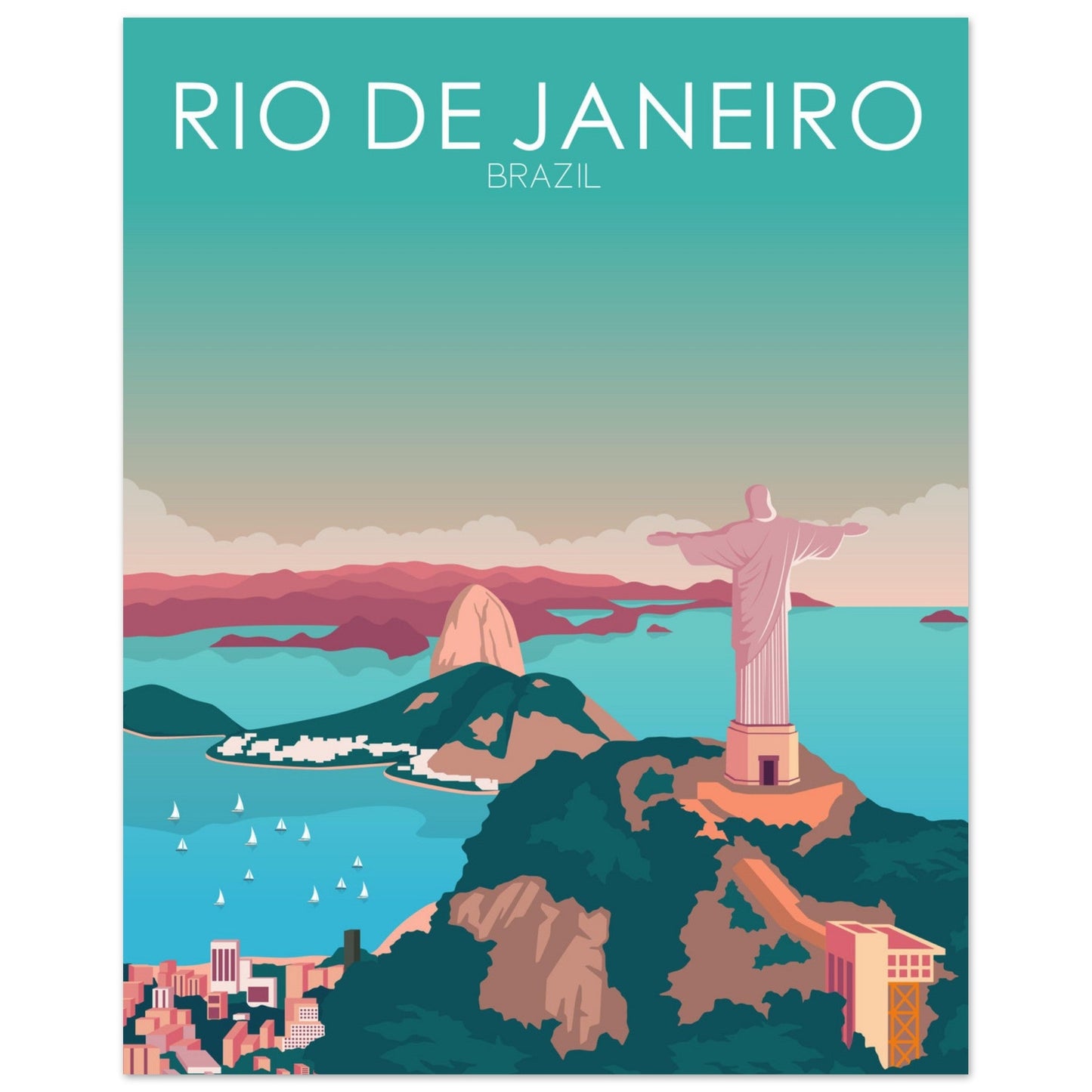 Rio De Janeiro Poster | Rio De Janeiro Wall Art | Rio De Janeiro Pastel Print