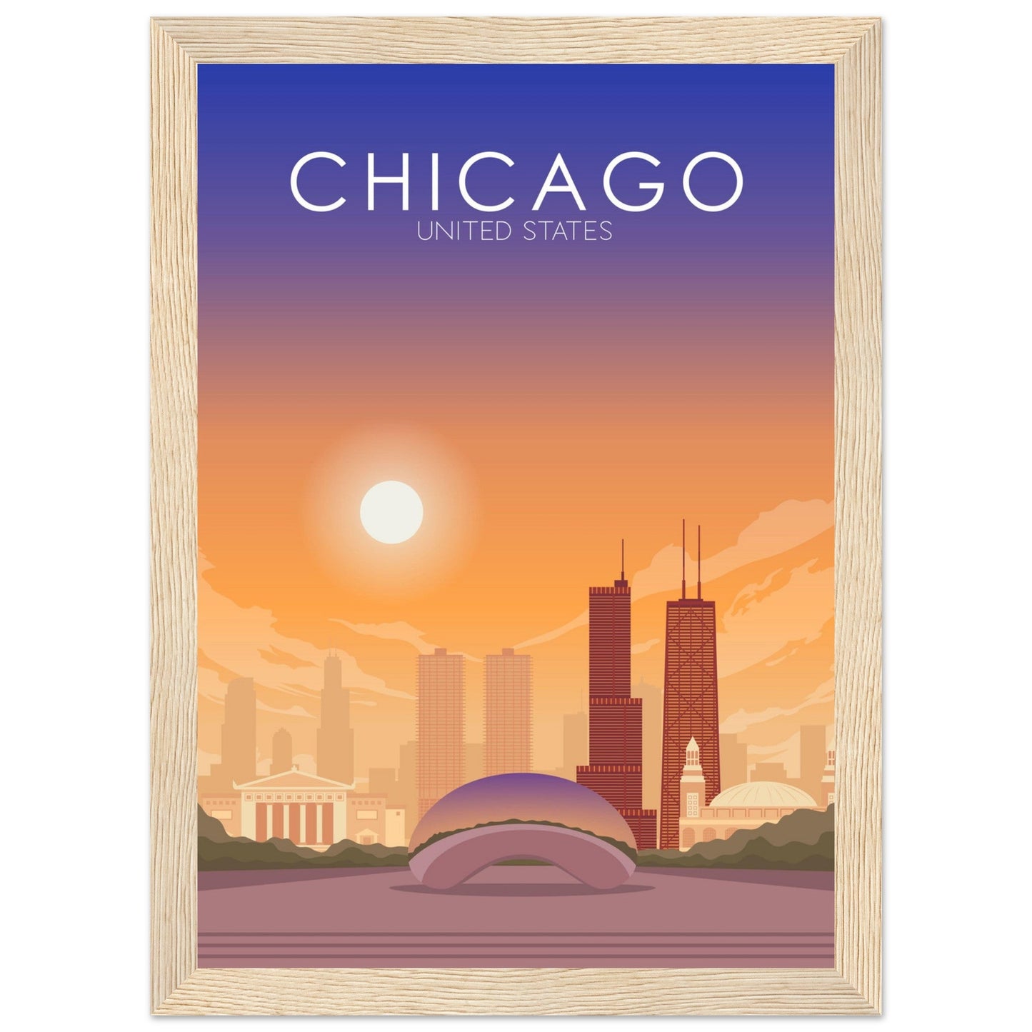 Chicago Poster | Chicago Wall Art | Chicago Sunset Print