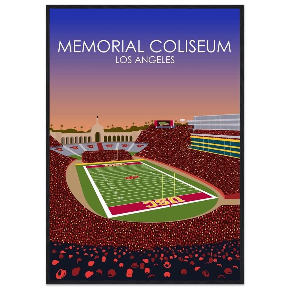 United Airlines Field at Los Angeles Memorial Coliseum Poster | USC Print | University of Southern California Football Stadium Print