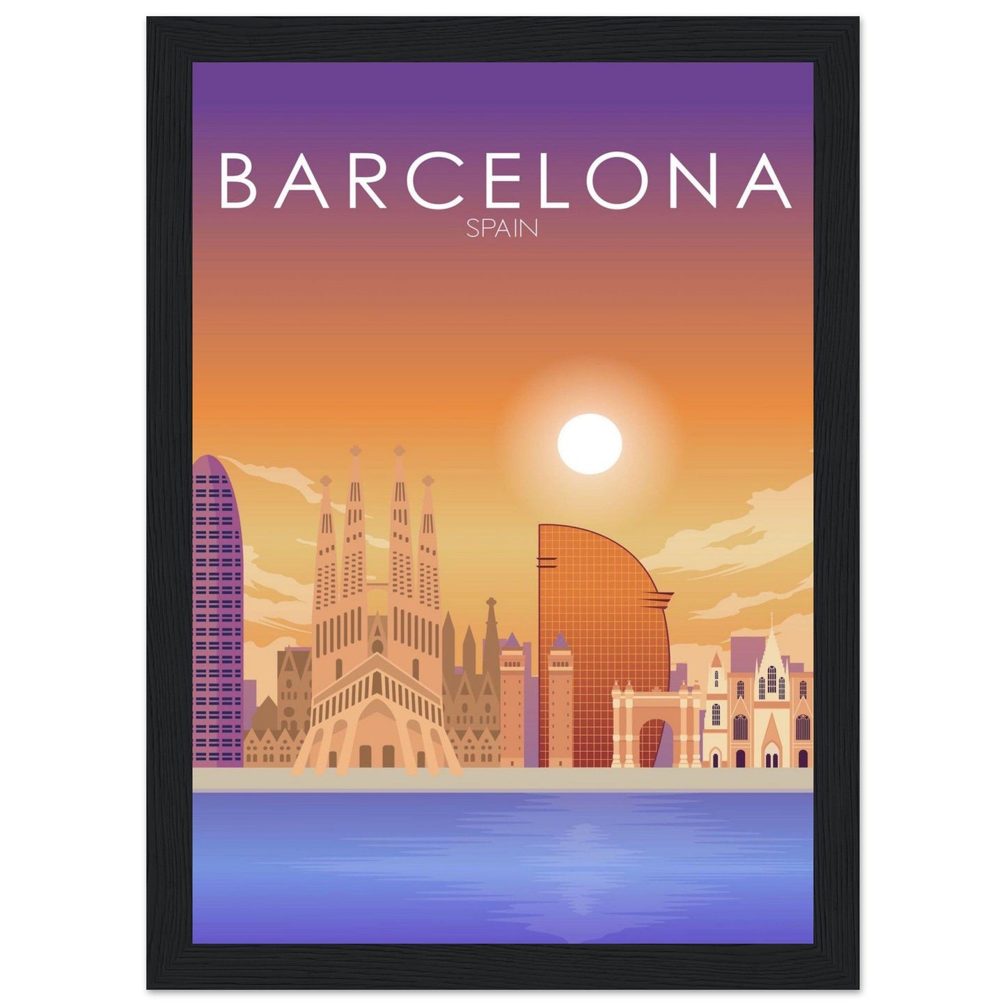 Barcelona Poster | Barcelona Wall Art | Barcelona Sunset Print