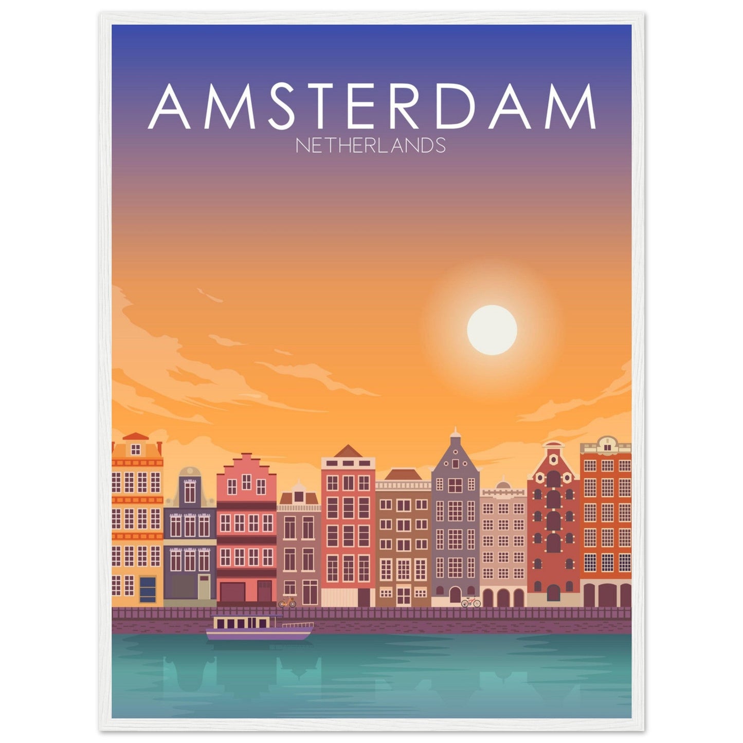 Amsterdam Poster | Amsterdam Wall Art | Amsterdam Sunset Print