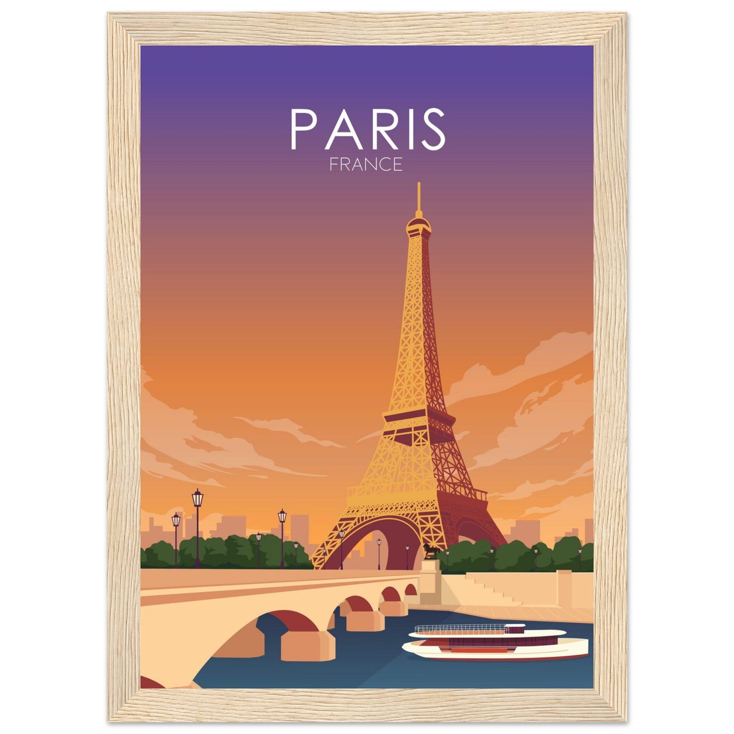 Paris Poster | Paris Wall Art | Paris Sunset Print