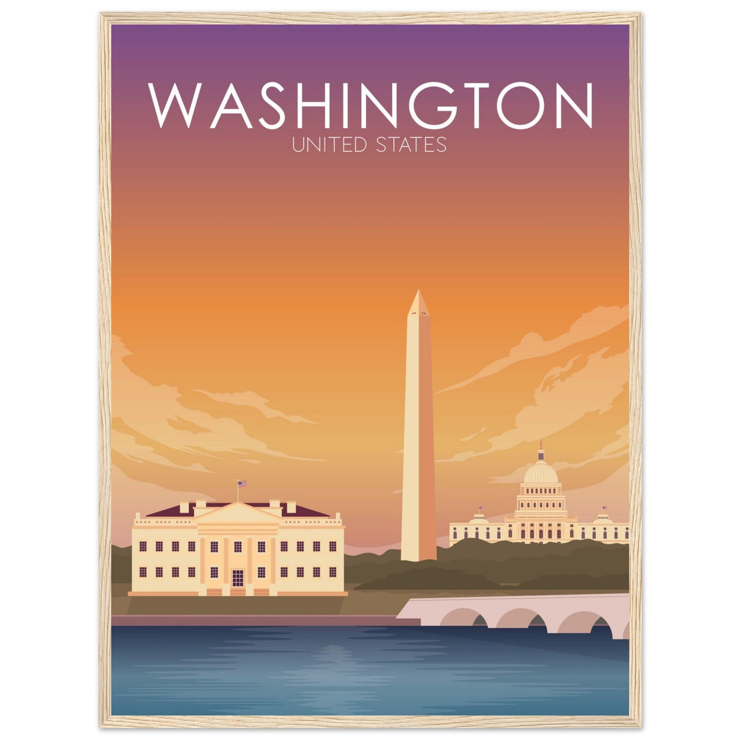 Washington Poster | Washington DC Wall Art | Washington DC Sunset Print