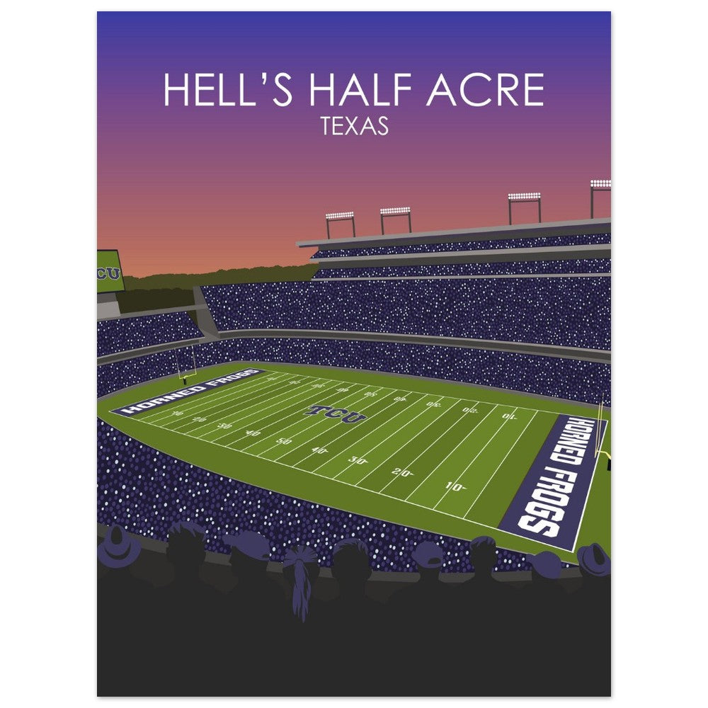 Hell's Half Acre Poster | Amon G. Carter Stadium Poster | University of TSU Horned frogs College Football Stadium Print