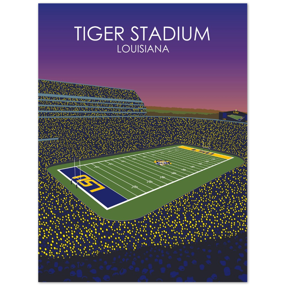 Tiger Stadium Poster | LSU Print | University of Louisiana College Football Stadium Print