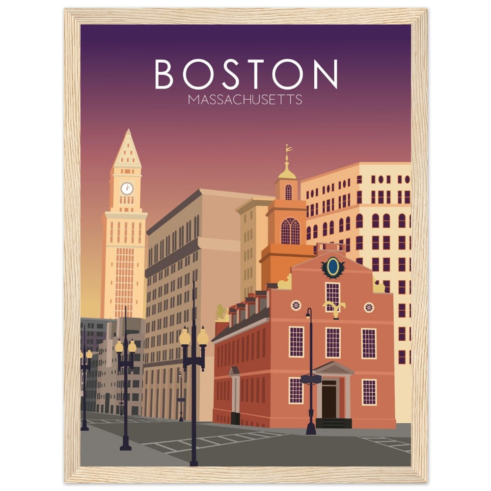 Boston Poster | Boston Wall Art | Boston Sunset Print
