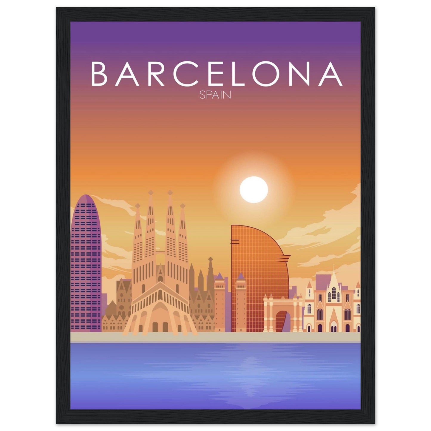 Barcelona Poster | Barcelona Wall Art | Barcelona Sunset Print