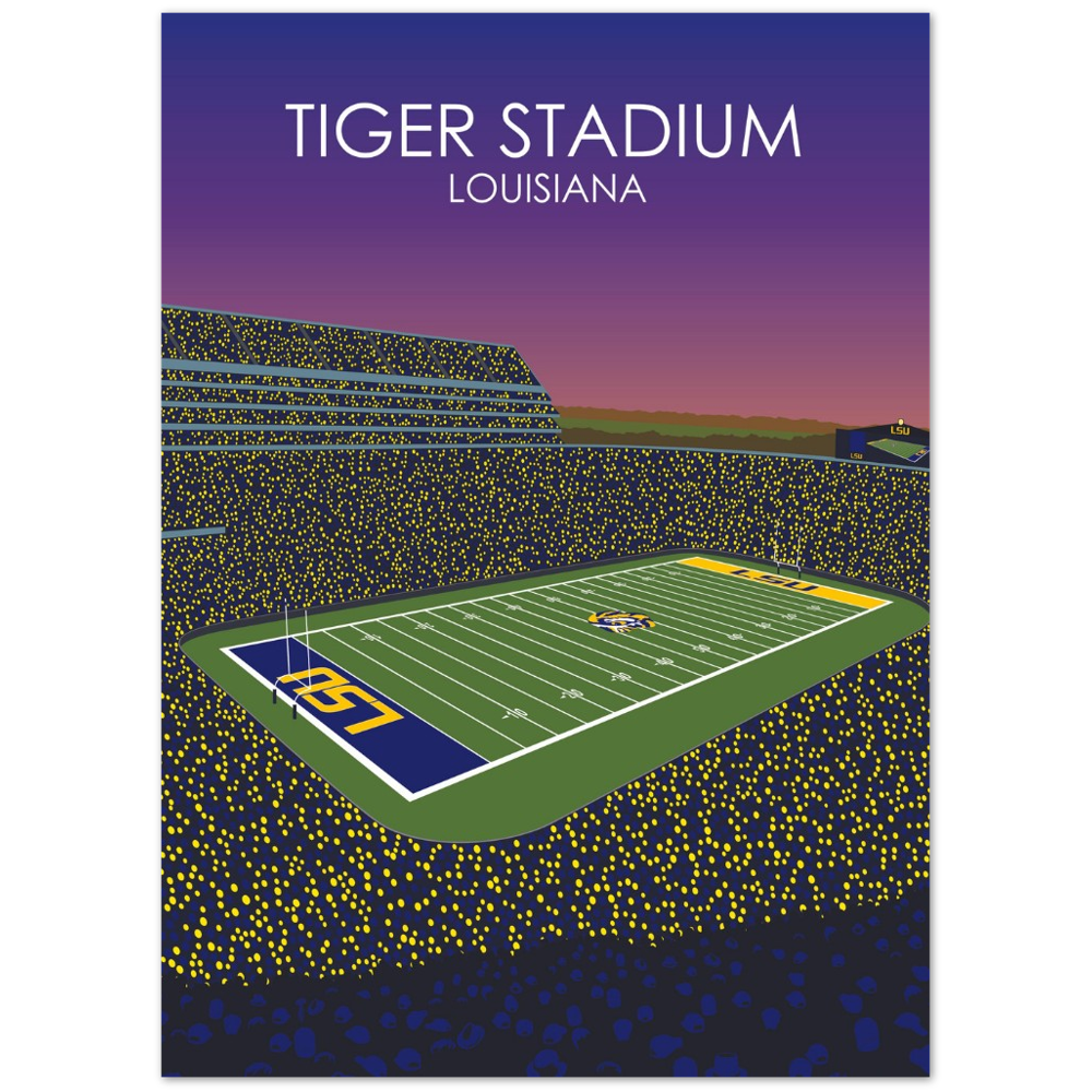 Tiger Stadium Poster | LSU Print | University of Louisiana College Football Stadium Print