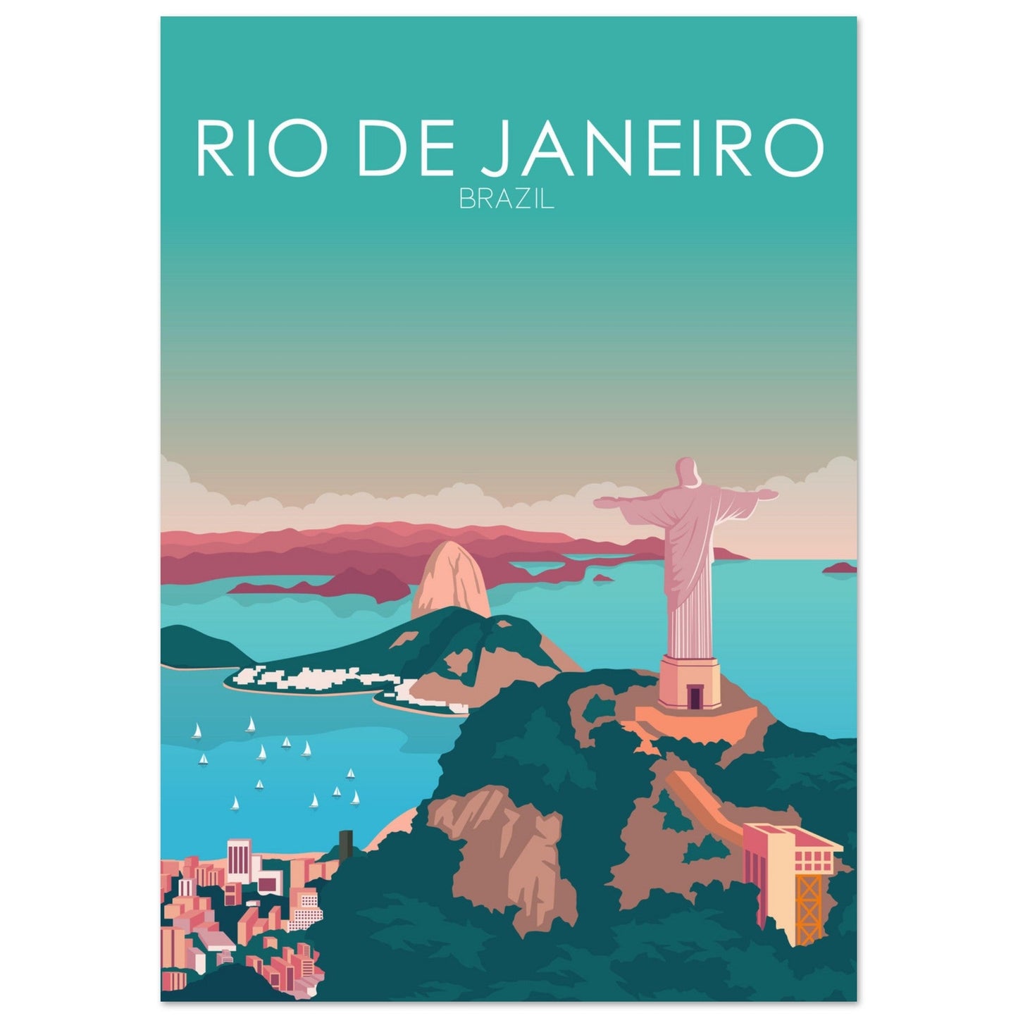 Rio De Janeiro Poster | Rio De Janeiro Wall Art | Rio De Janeiro Pastel Print