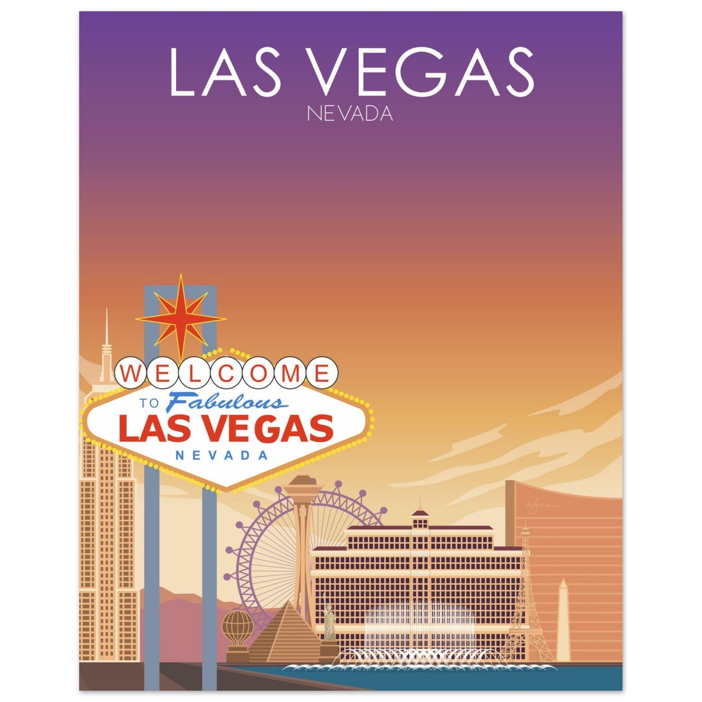 Las Vegas Poster | Las Vegas Wall Art | Las Vegas Sunset Print