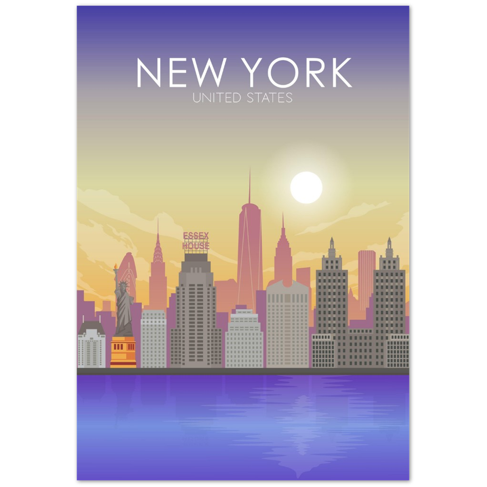 New York Poster | New York Wall Art | New York Sunset Print