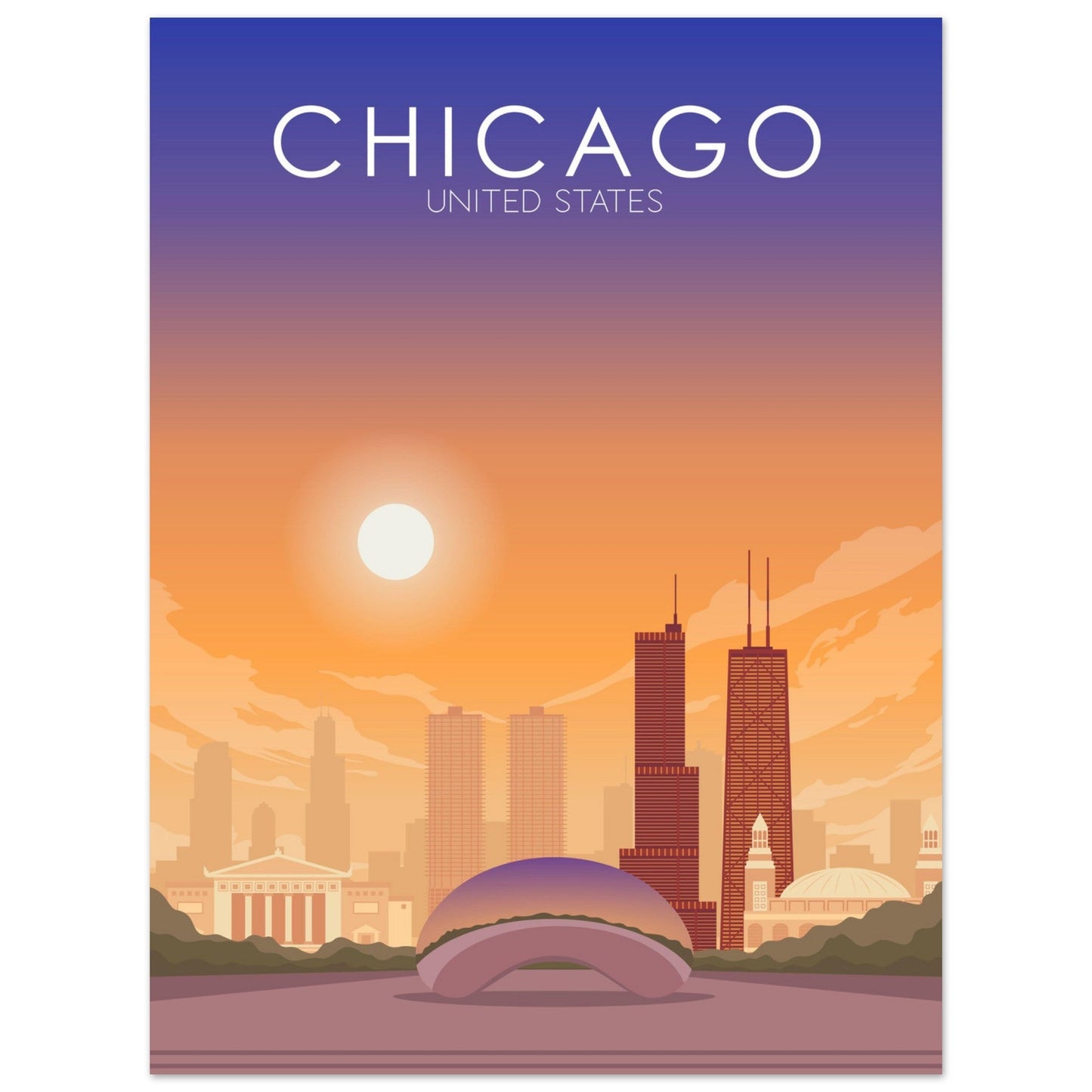 Chicago Poster | Chicago Wall Art | Chicago Sunset Print