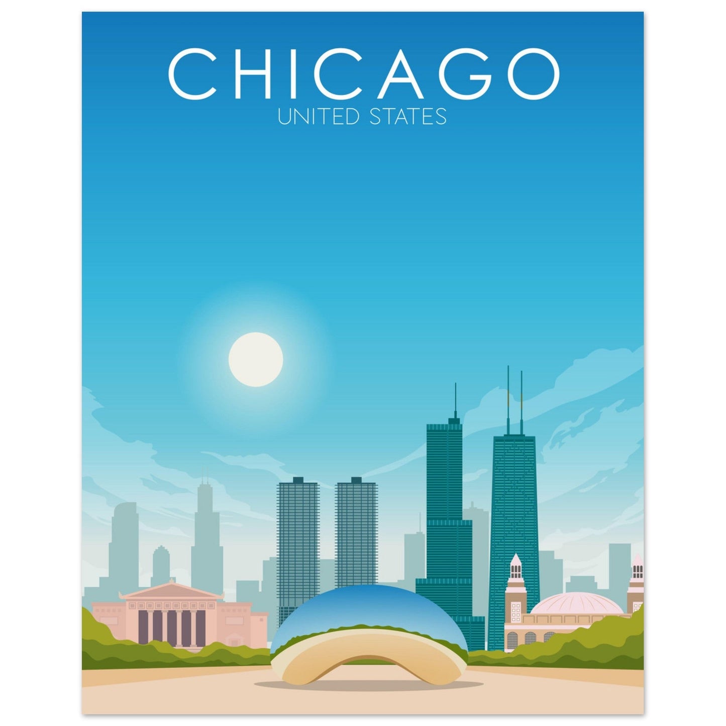 Chicago Poster | Chicago Wall Art | Chicago Daytime Print