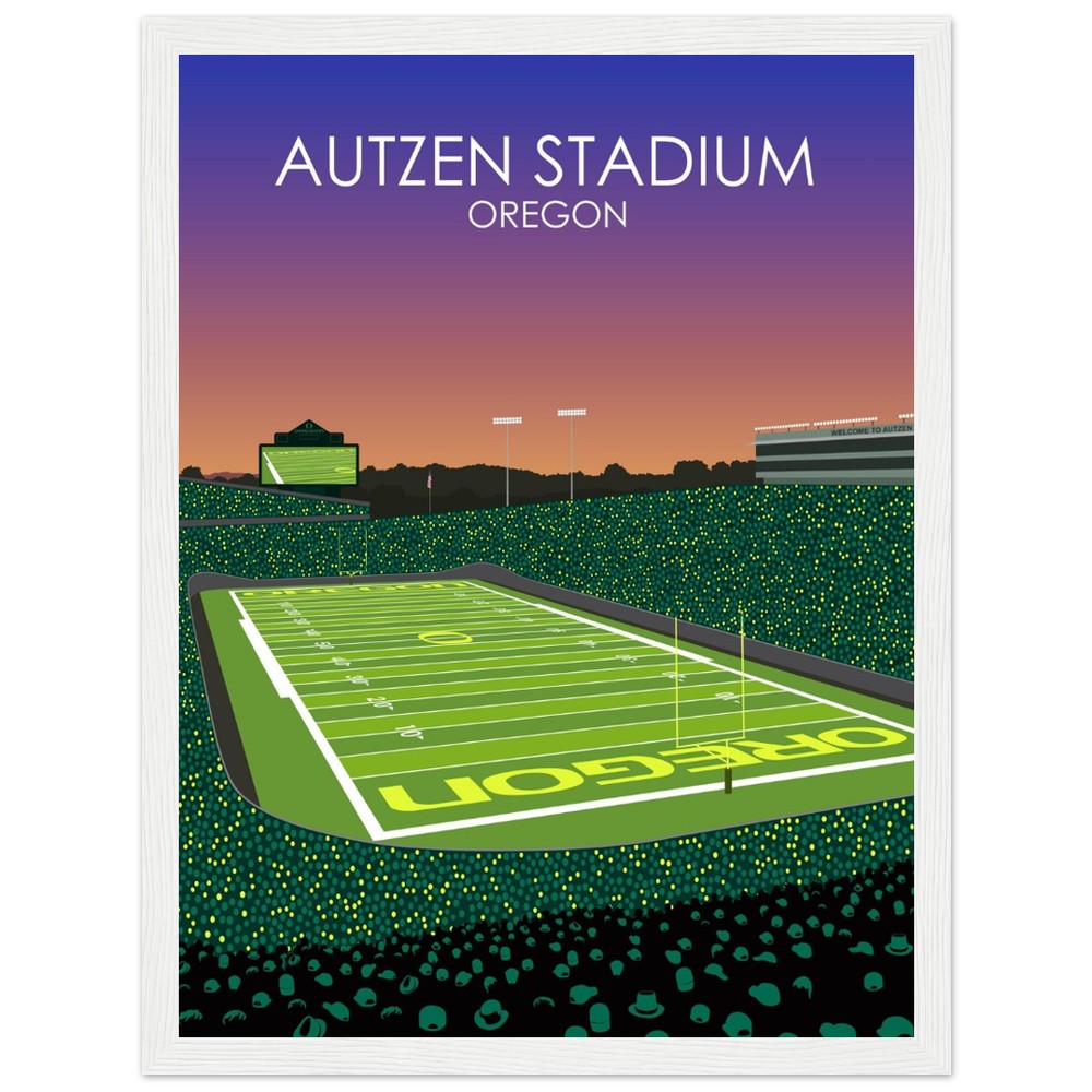 Autzen Stadium Stadium Poster | University of Oregon College Football Stadium Print