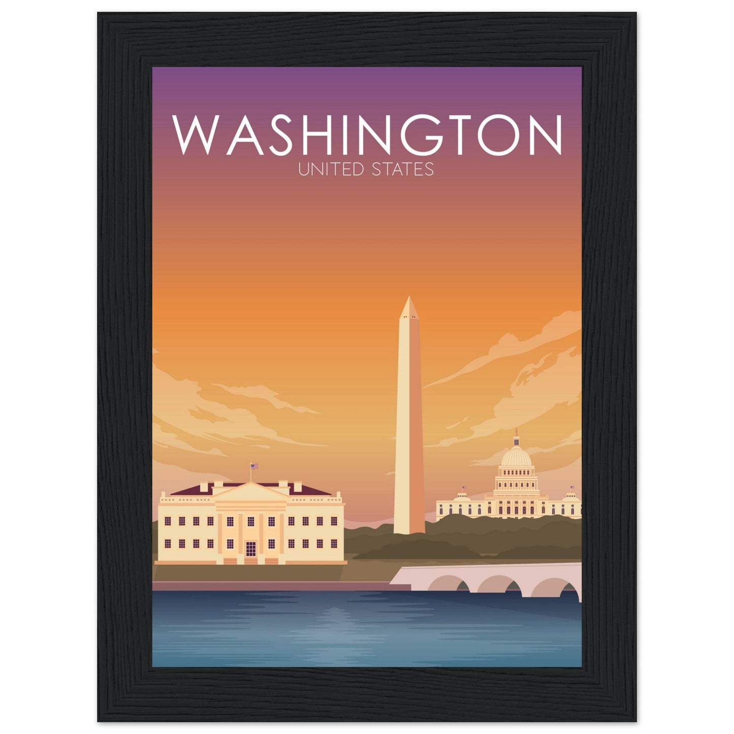 Washington Poster | Washington DC Wall Art | Washington DC Sunset Print