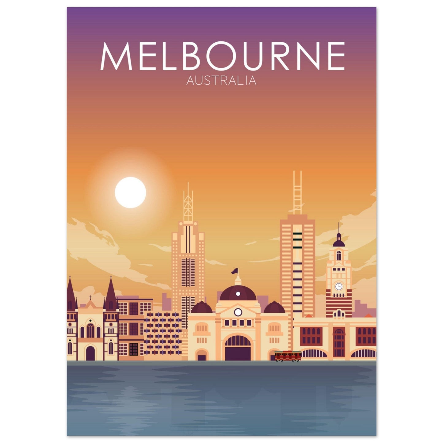 Melbourne Poster | Melbourne Wall Art | Melbourne Sunset Print