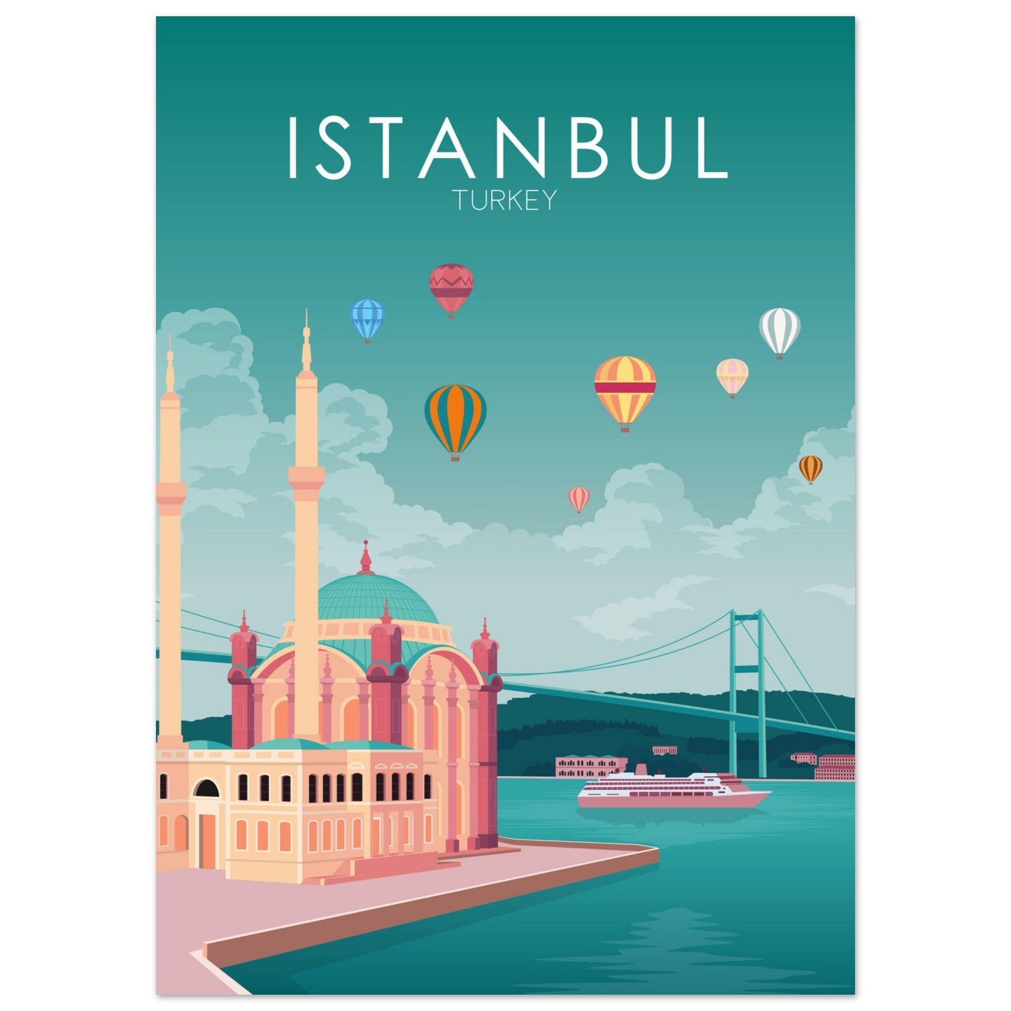 Istanbul Poster | Istanbul Wall Art | Istanbul Pastel Print