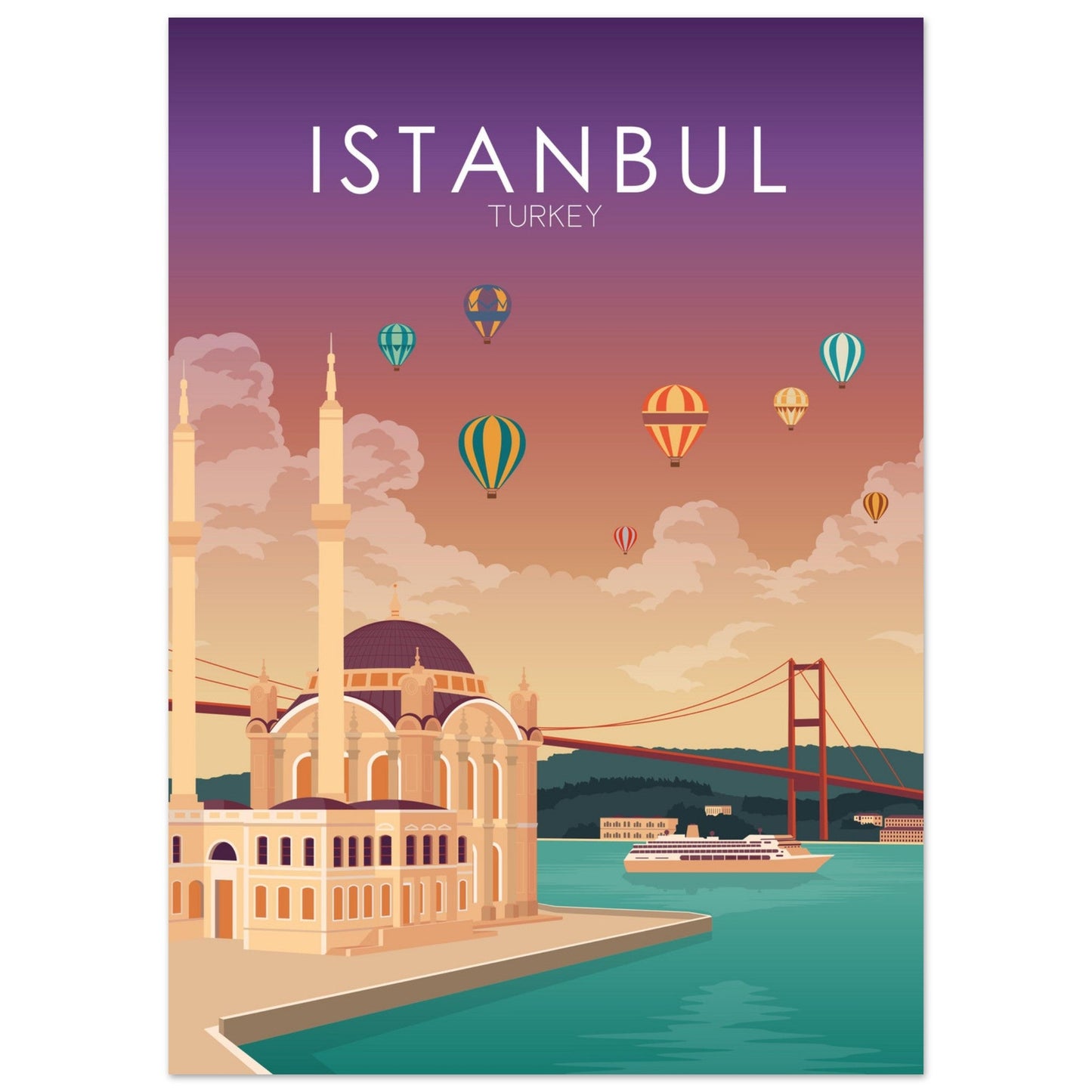 Istanbul Poster | Istanbul Wall Art | Istanbul Sunset Print