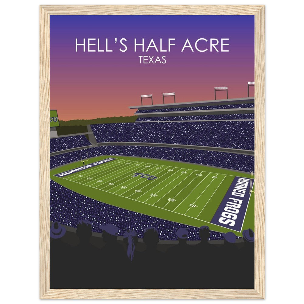 Hell's Half Acre Poster | Amon G. Carter Stadium Poster | University of TSU Horned frogs College Football Stadium Print