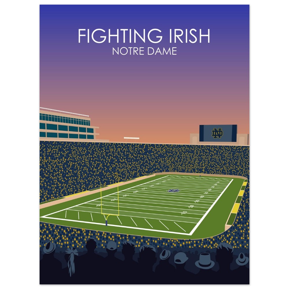 Notre Dame Stadium Poster | University of Notre Dame Fighting Irish College Football Stadium Print