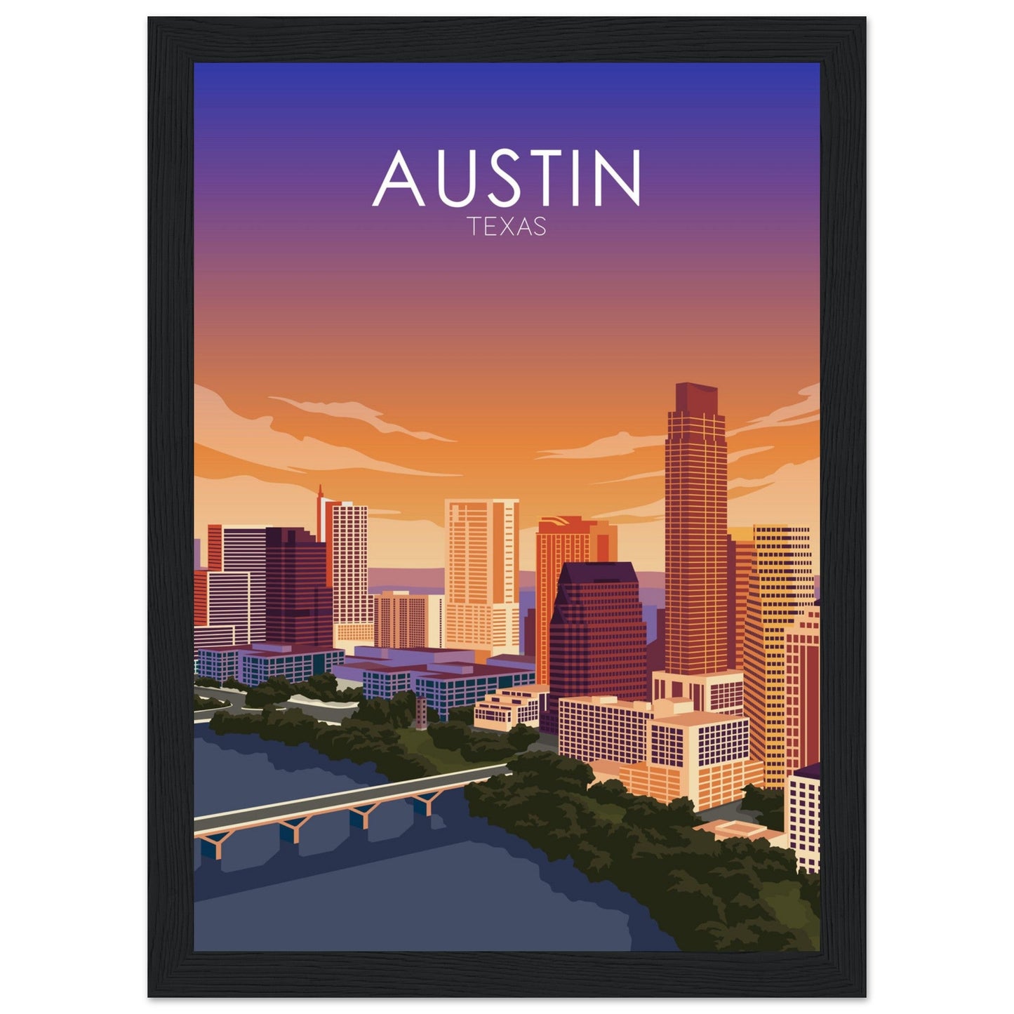 Austin Poster | Austin Wall Art | Austin Sunset Print