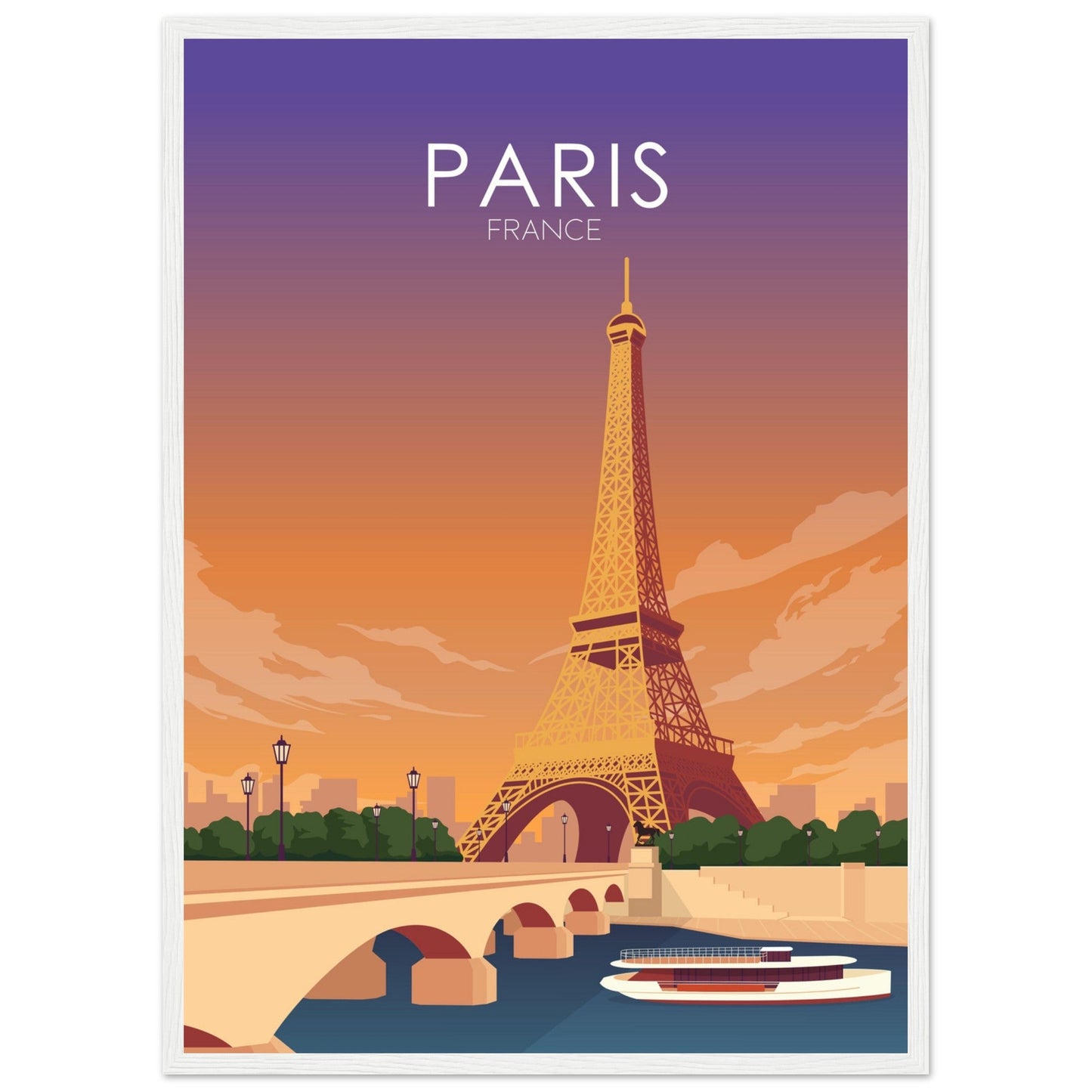 Paris Poster | Paris Wall Art | Paris Sunset Print