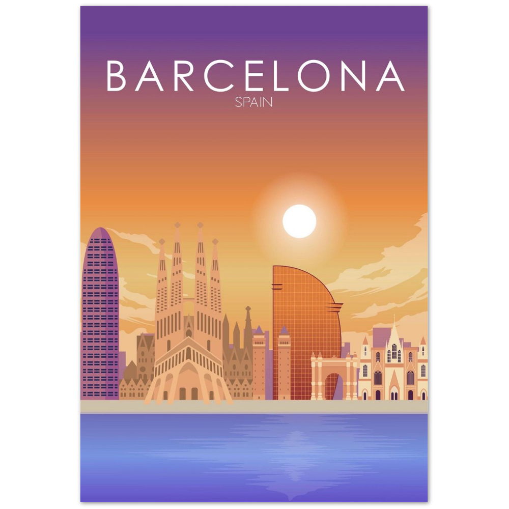 Barcelona Poster | Barcelona Wall Art | Barcelona Sunset Print