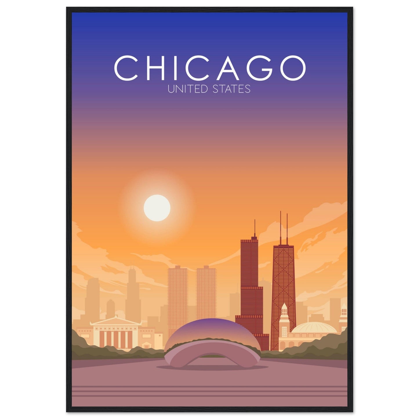 Chicago Poster | Chicago Wall Art | Chicago Sunset Print