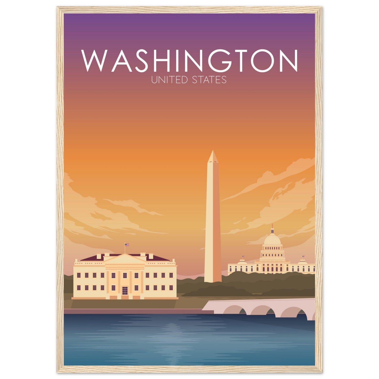 Washington Poster | Washington DC Wall Art | Washington DC Sunset Print