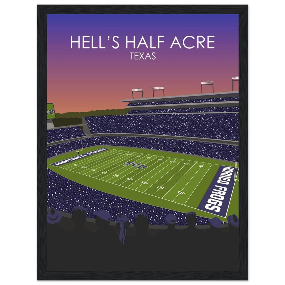 Hell's Half Acre Poster | Amon G. Carter Stadium Poster | University of TSU Horned frogs College Football Stadium Print