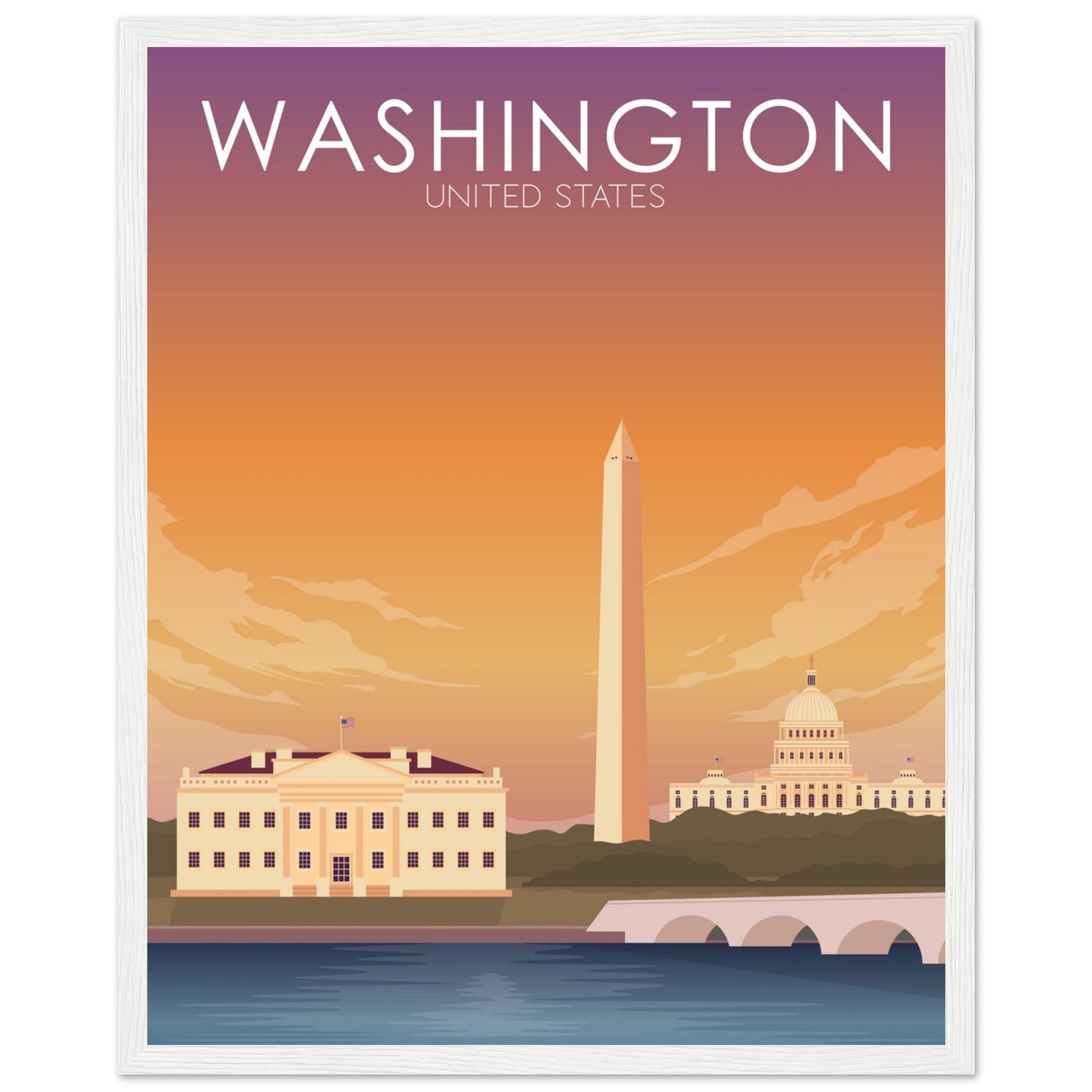 Washington Poster | Washington DC Wall Art | Washington DC Sunset Print
