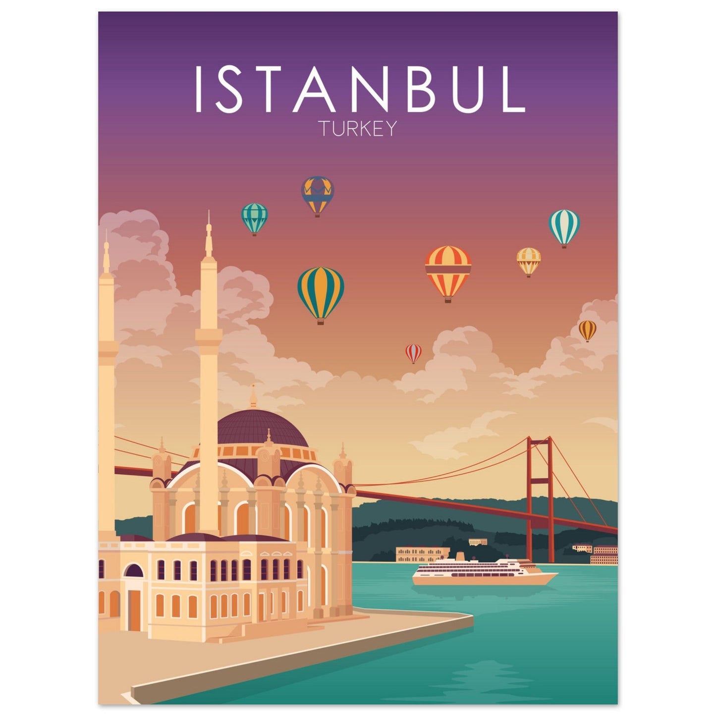 Istanbul Poster | Istanbul Wall Art | Istanbul Sunset Print