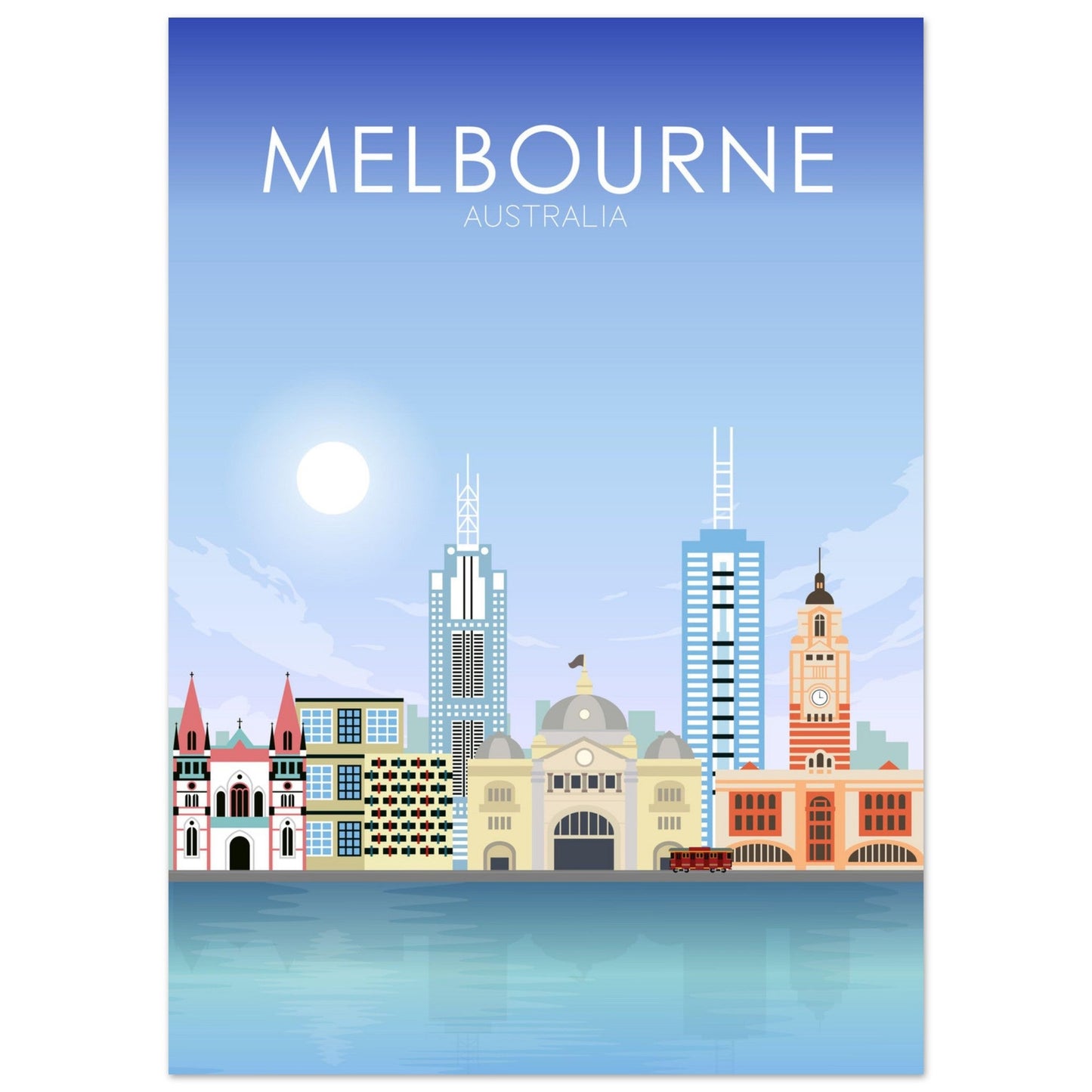 Melbourne Poster | Melbourne Wall Art | Melbourne Daytime Print