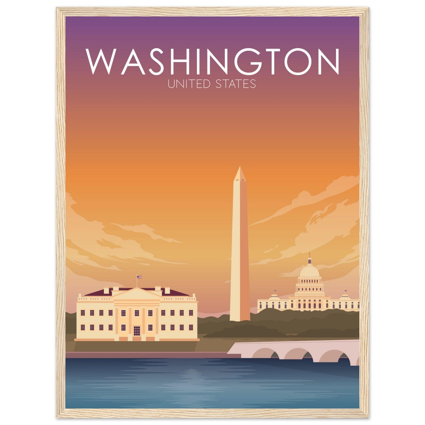 Washington Poster | Washington DC Wall Art | Washington DC Sunset Print