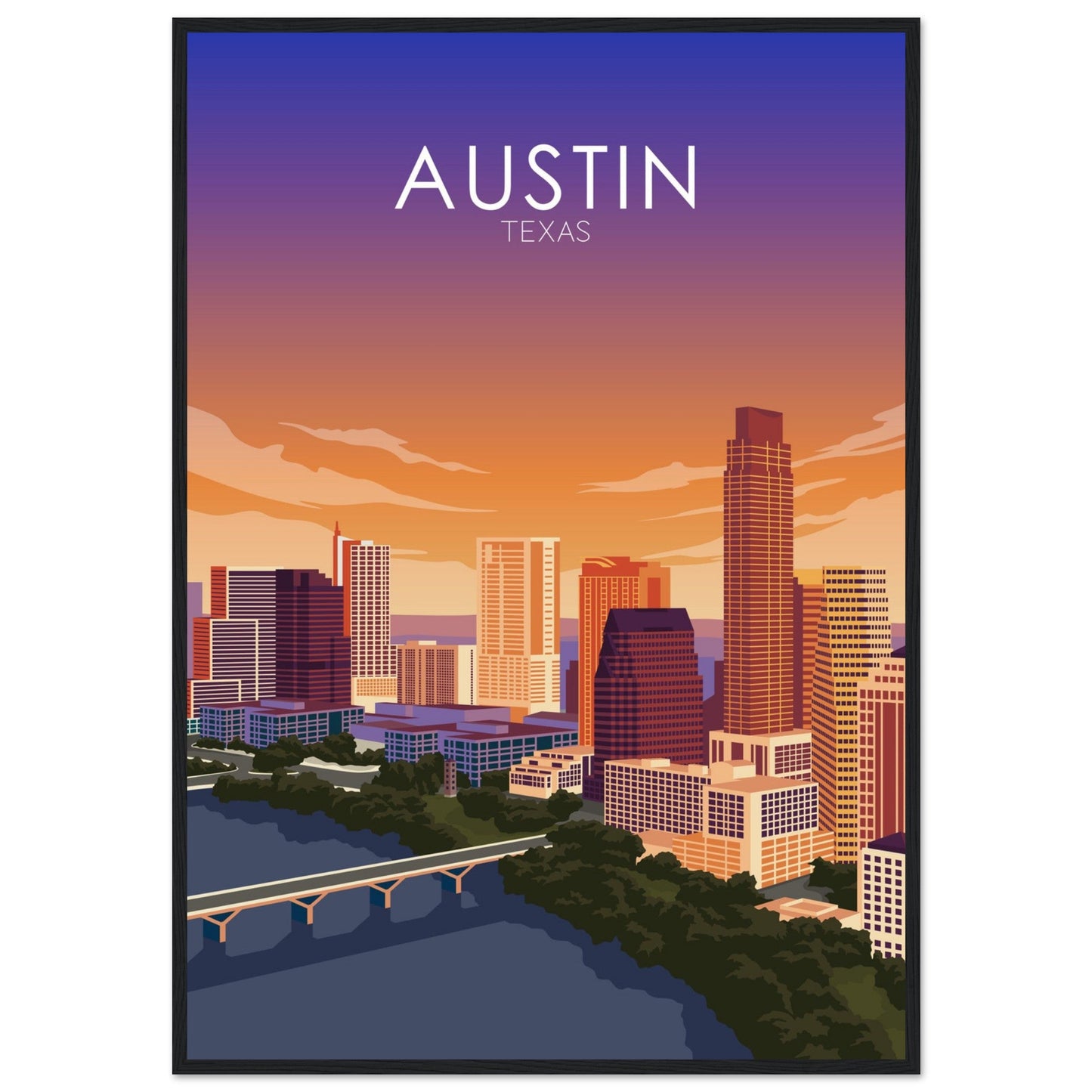 Austin Poster | Austin Wall Art | Austin Sunset Print