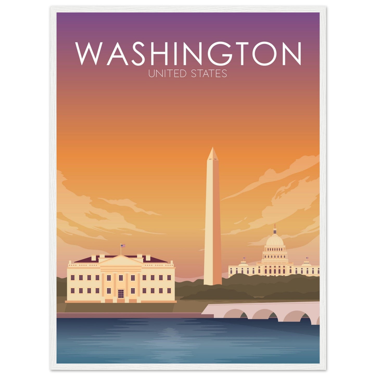Washington Poster | Washington DC Wall Art | Washington DC Sunset Print