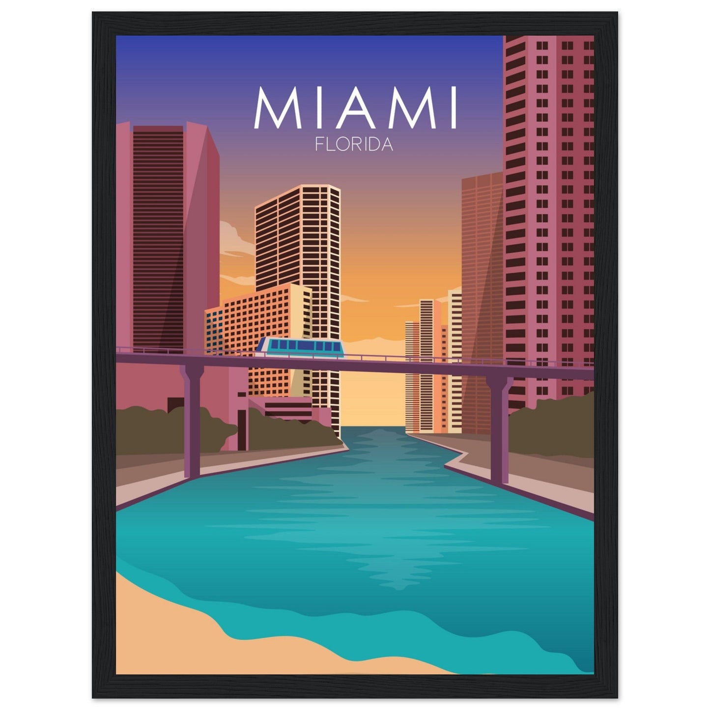 Miami Poster | Miami Wall Art | Miami Sunset Print