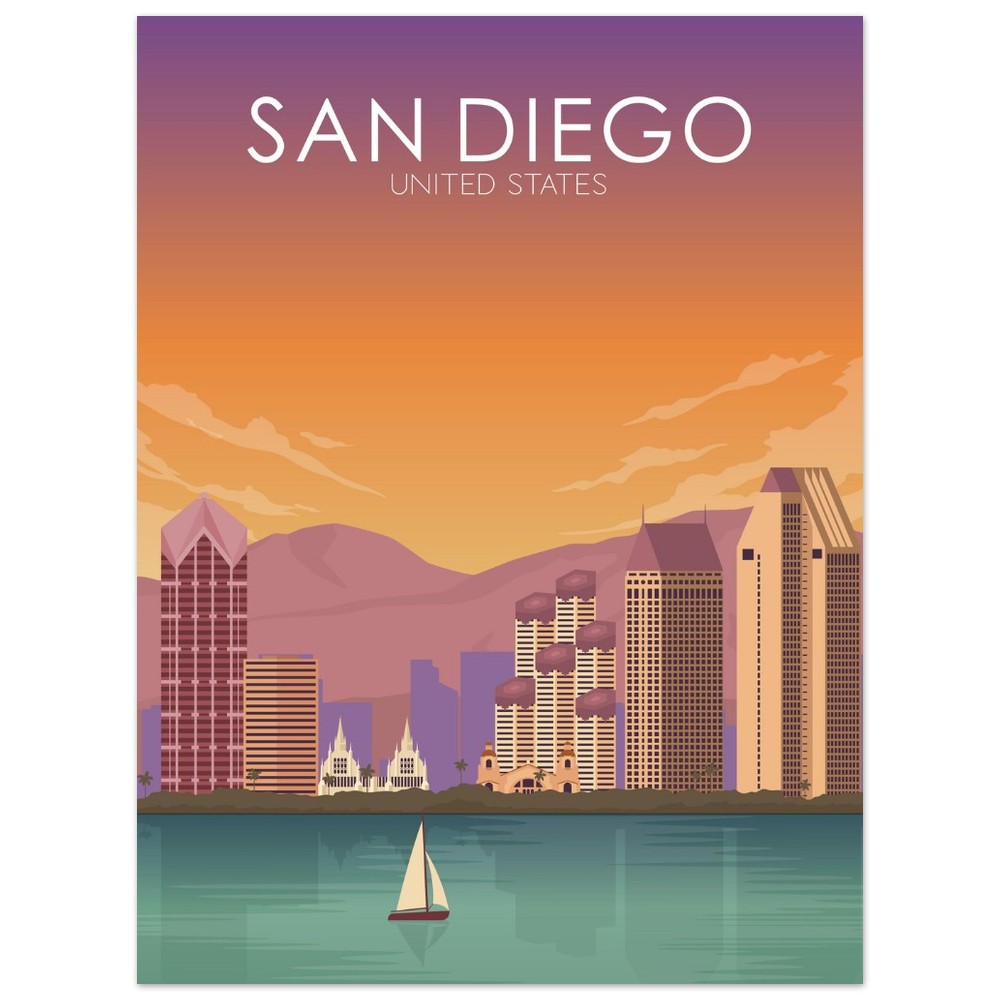 San Diego Poster | San Diego Wall Art | San Diego Sunset Print