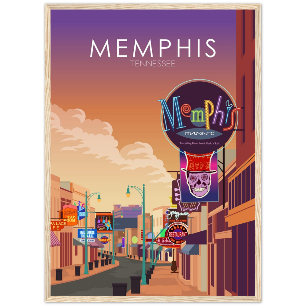Memphis Poster | Memphis Wall Art | Memphis Sunset Print