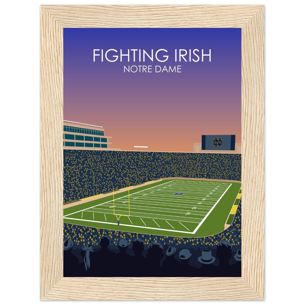 Notre Dame Stadium Poster | University of Notre Dame Fighting Irish College Football Stadium Print