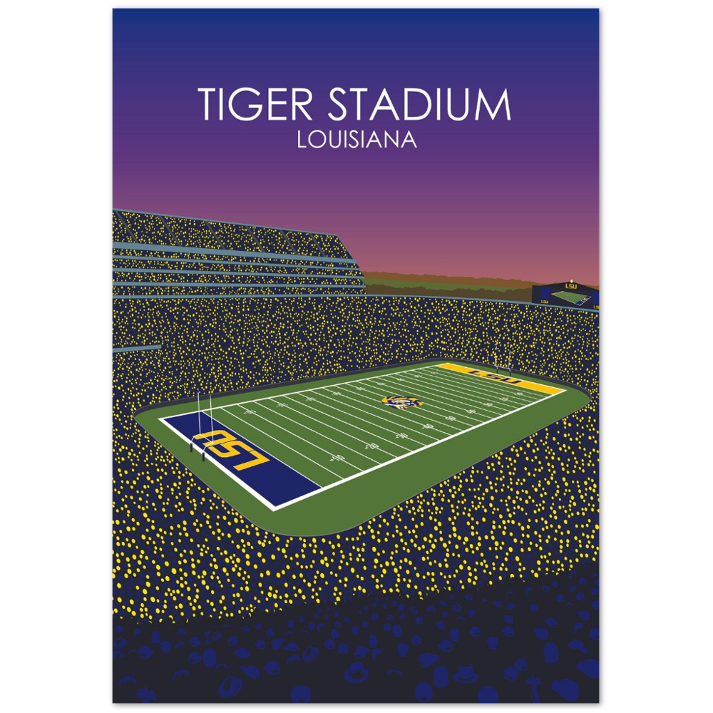 Tiger Stadium Poster | LSU Print | University of Louisiana College Football Stadium Print