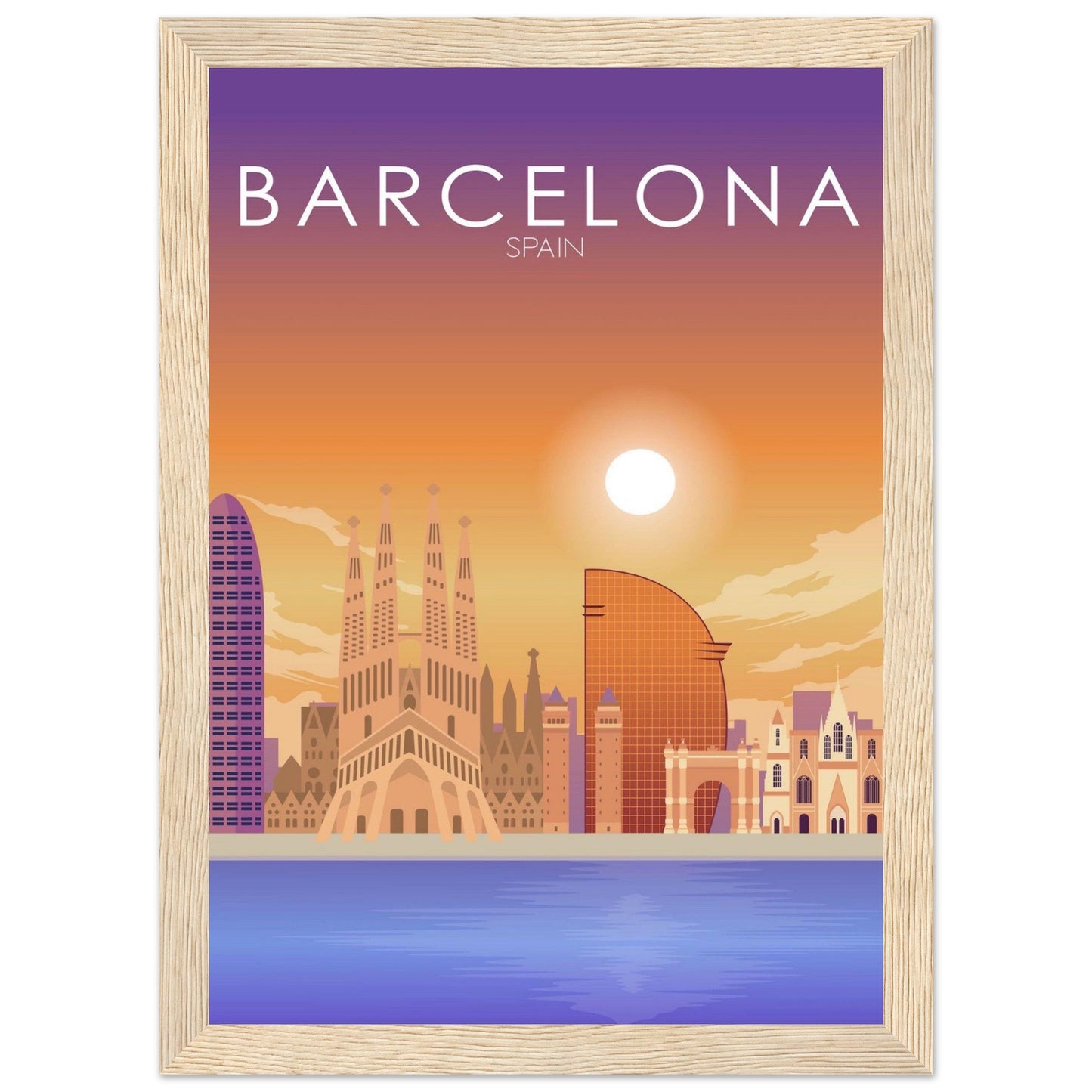 Barcelona Poster | Barcelona Wall Art | Barcelona Sunset Print
